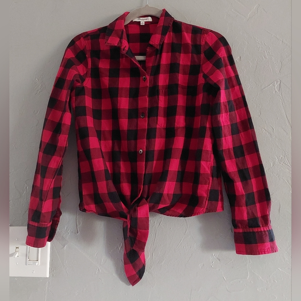 Madewell Top Shirt Women Size XS, Plaid,crostop,15 Inch Of Armp To Armp., cotton